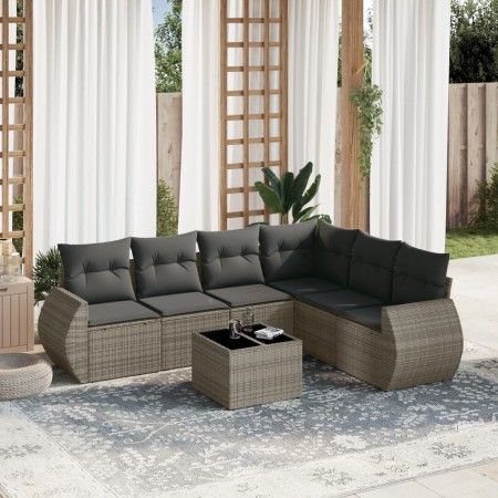 7-piece garden sofa set with gray PE rattan cushions by , Garden sets - Ref: Foro24-3221419, Price: 496,40 €, Discount: %