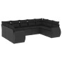 8-teiliges Gartensofa-Set und schwarze synthetische Rattankissen von , Modulare Sofas für den Außenbereich - Ref: Foro24-3221...