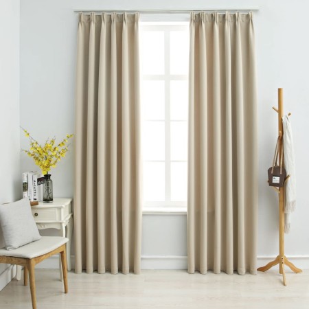 Cortinas opacas con ganchos 2 unidades beige 140x225 cm de vidaXL, Cortinas y visillos - Ref: Foro24-134447, Precio: 35,99 €,...