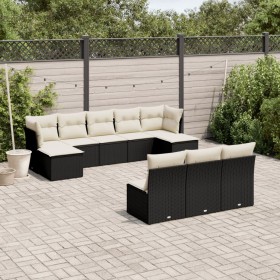 Gartensofa-Set 10-teilig mit schwarzen synthetischen Rattankissen von , Gartensets - Ref: Foro24-3218286, Preis: 583,17 €, Ra...