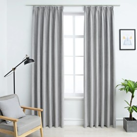 Blackout curtains with hooks 2 pieces gray 140x225 cm by vidaXL, Curtains and curtains - Ref: Foro24-134468, Price: 32,99 €, ...