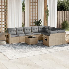 Gartensofa-Set mit beigen Kissen, 10-teilig, synthetisches Rattan von , Gartensets - Ref: Foro24-3220648, Preis: 662,93 €, Ra...