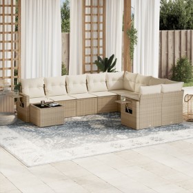 Gartensofa-Set mit beigen Kissen, 10-teilig, synthetisches Rattan von , Gartensets - Ref: Foro24-3220657, Preis: 753,98 €, Ra...