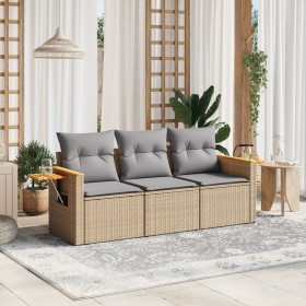 Gartensofa-Set mit beigen Kissen, 3-teilig, PE-Rattan von , Gartensets - Ref: Foro24-3226598, Preis: 233,99 €, Rabatt: %