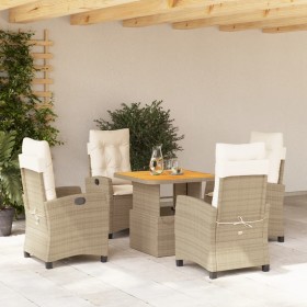 Set comedor de jardín 5 pzas con cojines ratán sintético beige de , Conjuntos de jardín - Ref: Foro24-3277410, Precio: 625,99...