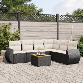 7-teiliges Garten-Essset und schwarze Kissen aus synthetischem Rattan von , Gartensets - Ref: Foro24-3225020, Preis: 475,37 €...