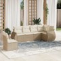 Garden sofa set with cushions 6 pieces beige synthetic rattan by , Garden sets - Ref: Foro24-3221427, Price: 531,55 €, Discou...