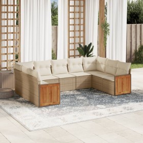 9-teiliges Gartensofa-Set mit beigen synthetischen Rattankissen von , Gartensets - Ref: Foro24-3227955, Preis: 692,99 €, Raba...