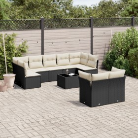 Gartensofa-Set 10-teilig mit schwarzen synthetischen Rattankissen von , Gartensets - Ref: Foro24-3218156, Preis: 616,58 €, Ra...