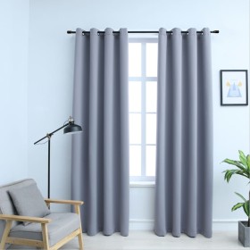 Blackout curtains with metal rings 2 pcs gray 140x175 cm by vidaXL, Curtains and curtains - Ref: Foro24-134426, Price: 30,99 ...