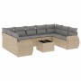 Garden sofa set with beige cushions, 10 pieces, made of synthetic rattan. by , Modular outdoor sofas - Ref: Foro24-3221808, P...