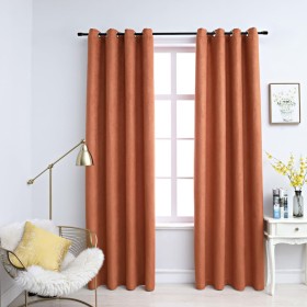 Blackout curtains metal rings 2 pcs rust color 140x175 cm by vidaXL, Curtains and curtains - Ref: Foro24-134470, Price: 31,99...