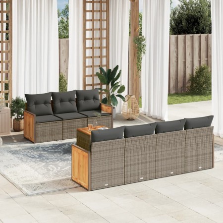 Garden sofa set 8 pieces and gray synthetic rattan cushions by , Garden sets - Ref: Foro24-3227488, Price: 552,30 €, Discount: %