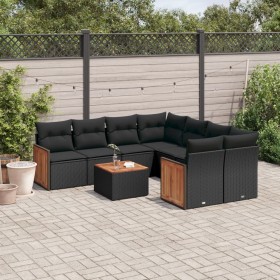 Set aus 8-teiligen Gartensofas und Kissen Kunstrattan schwarz von , Gartensets - Ref: Foro24-3227504, Preis: 568,78 €, Rabatt: %