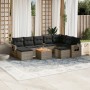 Garden sofa set 10 pieces with gray synthetic rattan cushions by , Modular outdoor sofas - Ref: Foro24-3224849, Price: 611,40...