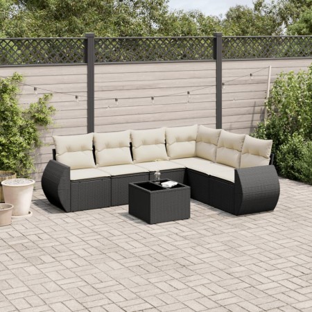 7-teiliges Garten-Esszimmerset und Kissen synthetisches Rattan schwarz von , Gartensets - Ref: Foro24-3221415, Preis: 495,91 ...