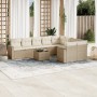 Gartensofa-Set mit beigen Kissen, 10-teilig, synthetisches Rattan von , Gartensets - Ref: Foro24-3219438, Preis: 747,31 €, Ra...