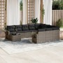 Garden sofa set 11 pieces and gray synthetic rattan cushions by , Garden sets - Ref: Foro24-3220729, Price: 732,45 €, Discoun...