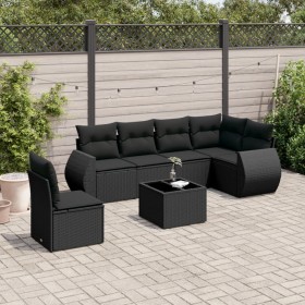 7-teiliges Garten-Esszimmerset und Kissen synthetisches Rattan schwarz von , Gartensets - Ref: Foro24-3221434, Preis: 476,44 ...