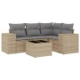 Set Gartensofas mit Kissen 5 Stück synthetisches Rattan beige von , Modulare Sofas für den Außenbereich - Ref: Foro24-3222518...