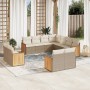 Set von 11-teiligen Gartensofas mit beigen Kissen aus synthetischem Rattan von , Gartensets - Ref: Foro24-3228179, Preis: 954...