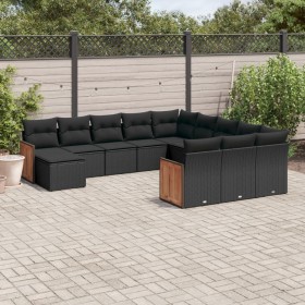 Set Gartensofas 12 Stück Kissen synthetisches Rattan schwarz von , Gartensets - Ref: Foro24-3228260, Preis: 726,18 €, Rabatt: %