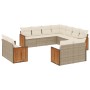 Set von 11-teiligen Gartensofas mit beigen Kissen aus synthetischem Rattan von , Gartensets - Ref: Foro24-3228179, Preis: 954...