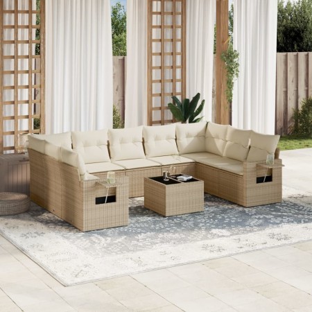 Garden sofa set with beige cushions, 10 pieces, made of synthetic rattan. by , Garden sets - Ref: Foro24-3252945, Price: 843,...