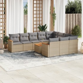 11-teiliges Gartensofa-Set mit beigen synthetischen Rattankissen von , Gartensets - Ref: Foro24-3258748, Preis: 733,57 €, Rab...