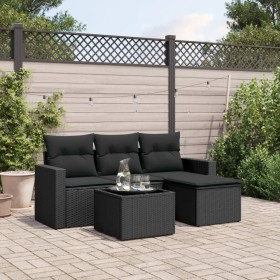 5-teiliges Gartenmöbel-Set und Kissen aus synthetischem Rattan schwarz von , Gartensets - Ref: Foro24-3218865, Preis: 301,77 ...