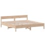 Bed frame with solid pine wood headboard 200x200cm by , Beds and slatted bases - Ref: Foro24-3216209, Price: 172,46 €, Discou...