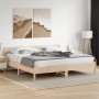 Bed frame with solid pine wood headboard 200x200cm by , Beds and slatted bases - Ref: Foro24-3216209, Price: 172,46 €, Discou...