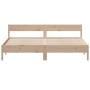 Bed frame with solid pine wood headboard 200x200cm by , Beds and slatted bases - Ref: Foro24-3216209, Price: 172,46 €, Discou...