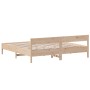 Bed frame with solid pine wood headboard 200x200cm by , Beds and slatted bases - Ref: Foro24-3216209, Price: 172,46 €, Discou...