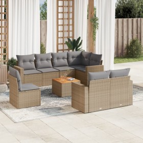 Set de sofás de jardín 9 pzas con cojines ratán sintético beige de , Conjuntos de jardín - Ref: Foro24-3224218, Precio: 645,6...