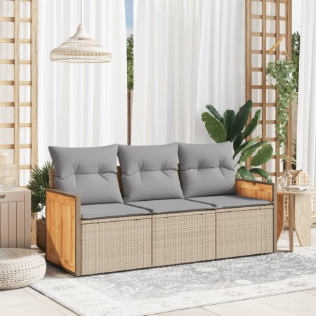 Gartensofa-Set mit beigen Kissen, 3-teilig, PE-Rattan von , Gartensets - Ref: Foro24-3259840, Preis: 246,46 €, Rabatt: %