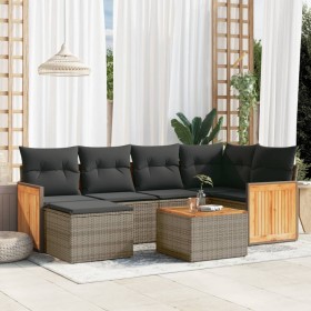 7-piece garden sofa set with gray PE rattan cushions by , Garden sets - Ref: Foro24-3260268, Price: 475,20 €, Discount: %