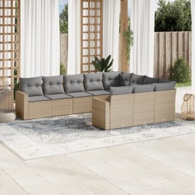 Gartensofa-Set mit beigen Kissen, 10-teilig, synthetisches Rattan von , Gartensets - Ref: Foro24-3219479, Preis: 701,50 €, Ra...