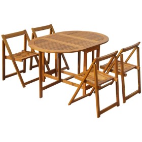 Klappbare Garten-Essgruppe 5-teilig aus massivem Akazienholz von , Gartensets - Ref: Foro24-45594, Preis: 269,99 €, Rabatt: %