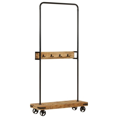 Solid wood and iron clothes rack with wheels, 90x35x190 cm by , Hat and coat racks - Ref: Foro24-358580, Price: 95,07 €, Disc...