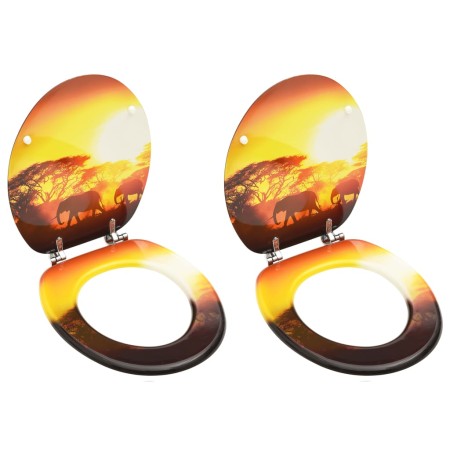 Toilet seats with lid 2 pcs MDF savanna design by , Toilet and bidet seats - Ref: Foro24-3056418, Price: 68,18 €, Discount: %