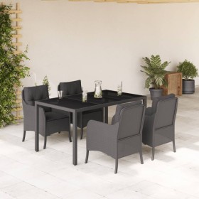 5-teiliges Gartenmöbel-Set mit schwarzen synthetischen Rattankissen von , Gartensets - Ref: Foro24-3211850, Preis: 532,91 €, ...