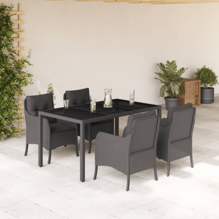 Set de muebles jardín 5 pzas con cojines ratán sintético negro de , Conjuntos de jardín - Ref: Foro24-3211850, Precio: 532,32...