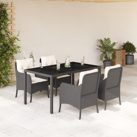 Set de muebles jardín 5 pzas con cojines ratán sintético negro de , Conjuntos de jardín - Ref: Foro24-3211844, Precio: 519,32...