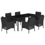 Set de comedor de jardín 7 pzas y cojines ratán sintético negro de , Conjuntos de jardín - Ref: Foro24-3211852, Precio: 756,8...