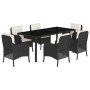 7-piece garden dining set and black synthetic rattan cushions by , Garden sets - Ref: Foro24-3211846, Price: 739,32 €, Discou...