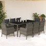 Garden dining set 9 pieces and gray synthetic rattan cushions by , Garden sets - Ref: Foro24-3211859, Price: 1,00 €, Discount: %