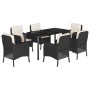 Set de comedor de jardín 7 pzas y cojines ratán sintético negro de , Conjuntos de jardín - Ref: Foro24-3211917, Precio: 681,9...