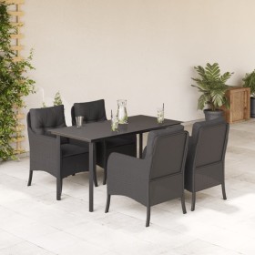 5-teiliges Gartenmöbel-Set mit schwarzen synthetischen Rattankissen von , Gartensets - Ref: Foro24-3211929, Preis: 466,99 €, ...