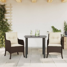 3-teilige Garten-Essgruppe und braune Kissen aus synthetischem Rattan von , Gartensets - Ref: Foro24-3211941, Preis: 260,99 €...